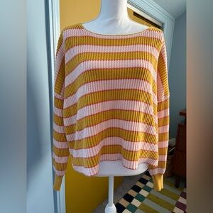 By Together Pink and Gold Striped Sweater